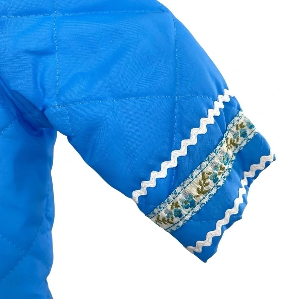 Vintage 70s Nursery Rhyme Baby Blue Quilted Coat